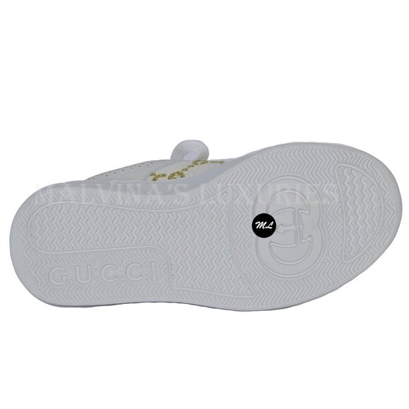 GUCCI SNEAKERS CHUNKY WHITE LEATHER GG LOGO GOLD LAME SHOES sz 36 6 - Picture 13 of 15